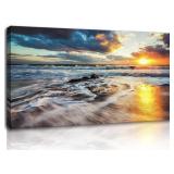 BEACH SUNRISE CANVAS WALL ART 47 x24IN BEACH SUNRISE CANVAS WALL ART 47 x24IN