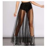 Medium Women's Sheer Mesh Maxi Skirt With Medium Women's Sheer Mesh Maxi Skirt With
