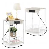 WHITE NIGHTSTANDS WITH CHARGING STATION SET OF 2 WHITE NIGHTSTANDS WITH CHARGING STATION SET OF 2