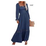 Sz L maxi dress Ferlema Womens Boho Square Neck Sz L maxi dress Ferlema Womens Boho Square Neck