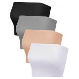4 Pcs Tube Tops for Women Strapless Basic B 4 Pcs Tube Tops for Women Strapless Basic B