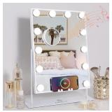 FENCHILIN WHITE VANITY MIRROR WITH WIRELESS FENCHILIN WHITE VANITY MIRROR WITH WIRELESS