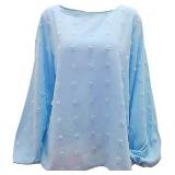 Womens XXLarge Crewneck Pom Pom Chiffon Long Womens XXLarge Crewneck Pom Pom Chiffon Long