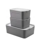 SET OF 3 LIDDED STORAGE BINS MEASUREMENTS IN SET OF 3 LIDDED STORAGE BINS MEASUREMENTS IN