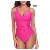 Sz Women's V-Neck Ruched One-Piece Swimsuit Sz Women's V-Neck Ruched One-Piece Swimsuit
