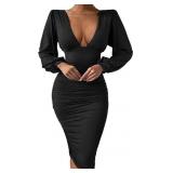 GOBLES Women's Sexy Deep V Neck Long Ballon GOBLES Women's Sexy Deep V Neck Long Ballon