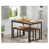DINING TABLE WITH 2 BENCHES DAMAGED CORNERS DINING TABLE WITH 2 BENCHES DAMAGED CORNERS