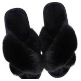 Size 8 Women's Cross Band Slippers Fuzzy Size 8 Women's Cross Band Slippers Fuzzy