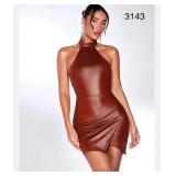 Sz S Halter BAE Asymmetrical Hem Open Back PU Sz S Halter BAE Asymmetrical Hem Open Back PU