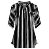 Bepeii Women's Notch-V Neck Long Sleeve Roll-Up Bepeii Women's Notch-V Neck Long Sleeve Roll-Up