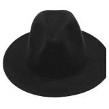 Womens Black Classic Wide Brim Fedora Hat Felt Womens Black Classic Wide Brim Fedora Hat Felt