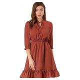 Medium Allegra K Women's Ruffle Hem 3/4 Sleeve Medium Allegra K Women's Ruffle Hem 3/4 Sleeve