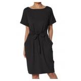 TheMogan Womens S~3X Tie Waist Short Sleeve TheMogan Womens S~3X Tie Waist Short Sleeve
