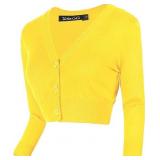 Ye Mark Sweater Women's Cropped Cardigan V-Neck B Ye Mark Sweater Women's Cropped Cardigan V-Neck B