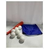 LIGHTWEIGHT PLASTIC BASEBALL BAT AND 7 PLASTIC LIGHTWEIGHT PLASTIC BASEBALL BAT AND 7 PLASTIC