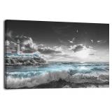 BLUE OCEAN BEACH LIGHTHOUSE WALL ART CANVAS PRINT BLUE OCEAN BEACH LIGHTHOUSE WALL ART CANVAS PRINT