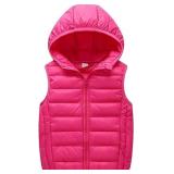 3-8 T Happy Cherry Kids Down Vest Thin Hooded 3-8 T Happy Cherry Kids Down Vest Thin Hooded