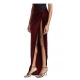 Medium Velvet Maxi Skirt With Hip Wrap Detail Medium Velvet Maxi Skirt With Hip Wrap Detail