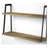 2 TIER RUSTIC WOOD WALL SHELVES 24 x6IN 2 TIER RUSTIC WOOD WALL SHELVES 24 x6IN