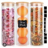 GLASS STORAGE CONTAINERS W/ BAMBOO LIDS 70 OZ 3PC