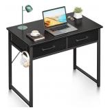 ODK SMALL DESK WITH 2 FABRIC DRAWERS (BLACK) 31.5