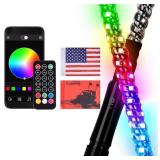 3FT LED WHIP LIGHT WITH 2 FLAGS WEATHERPROOF 360ï¿½