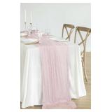 BABY PINK CHEESECLOTH TABLE RUNNER - 9FT