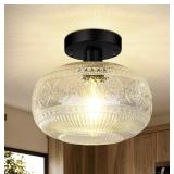 ONELEJA BLACK SEMI FLUSH MOUNT CEILING LIGHT -