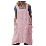 VLZUFE WOMENS XL PINK CROSS BACK APRON