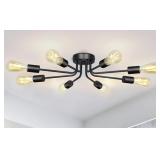 8 LIGHT BLACK VINTAGE CEILING LIGHT 14 x6IN