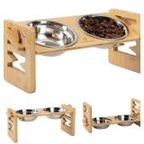 FURSTGOODS WOODEN ADJUSTABLE ELEVATED DOG BOWLS