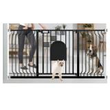 TSAYAWA BLACK SAFETY GATE WITH PET DOOR(62X30IN)