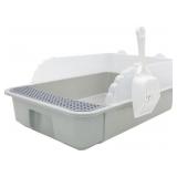 FHINY OPEN PLASTIC CAT LITTER BOX(16X10X5IN)