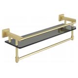 ALISE, GLASS SHELF WITH TOWEL BAR 19.5X6X6 INCH