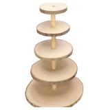 4 TIERED WOOD CUPCAKE STAND, RUSTIC WOOD -