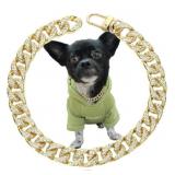 GLITTER KING LINK CHAIN DOG COLLAR WITH JEWELS