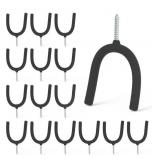 HUHOLE SET OF 16 SCREW IN U HOOKS (BLACK)  3.8 X