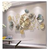 LARGE WALL CLOCK 47 INCH CREATIVE METAL GINKGO