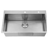 30X18INCH 18 GAUGE TOPMOUNT SINGLE BOWL STAINLESS