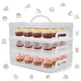 LEPUMP 3 TIER 36 CUPCAKE CONTAINER WITH LID AND