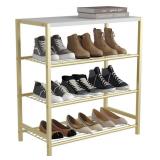 HOMEFORT 4 TIER METAL SHOE RACK (GOLD AND WHITE)