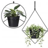 MKONO SET OF 2 HANGING PLANTERS WITH POTS (BLACK)