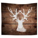 DEER HUNTING TAPESTRY (BROWN AND WHITE) 50 X 60