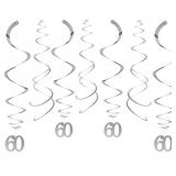 AIMTOHOME 60TH BIRTHDAY SWIRL DECORATIONS(SILVER)