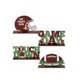 WOODEN FOOTBALL TABLE TOPPER DECORATIONS 4PCS