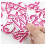 TACVEL 72PCS IRON ON LETTERS AND NUMBERS(PINK)