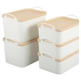 ANMINY SET OF 5 PLASTIC STORAGE BINS WITH LIDS