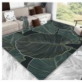 GREEN LEAVES AREA RUG - 8 X 10IN