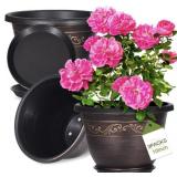 POTTIFFE PLASTIC 10IN PLANTERS WITH DRAIN HOLES &