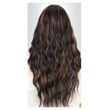 AISI BEAUTY 26IN LONG BLACK MIXED BROWN WIG WITH